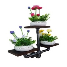 Wall hanging rack flower pot book placement storage rack wall perforated storage wrought iron water pipe customization