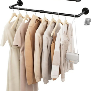 Industrial Pipe Clothes Rack Wall Mounted 36.2 Inch Garment Rack Multi-Purpose Clothing Racks for Hanging Clothes