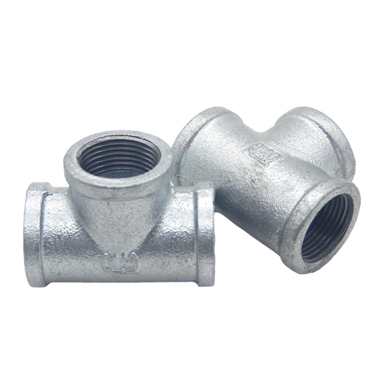 Professional manufacture galvanized malleable iron pipe fittings tee for water supply fire gas conduit