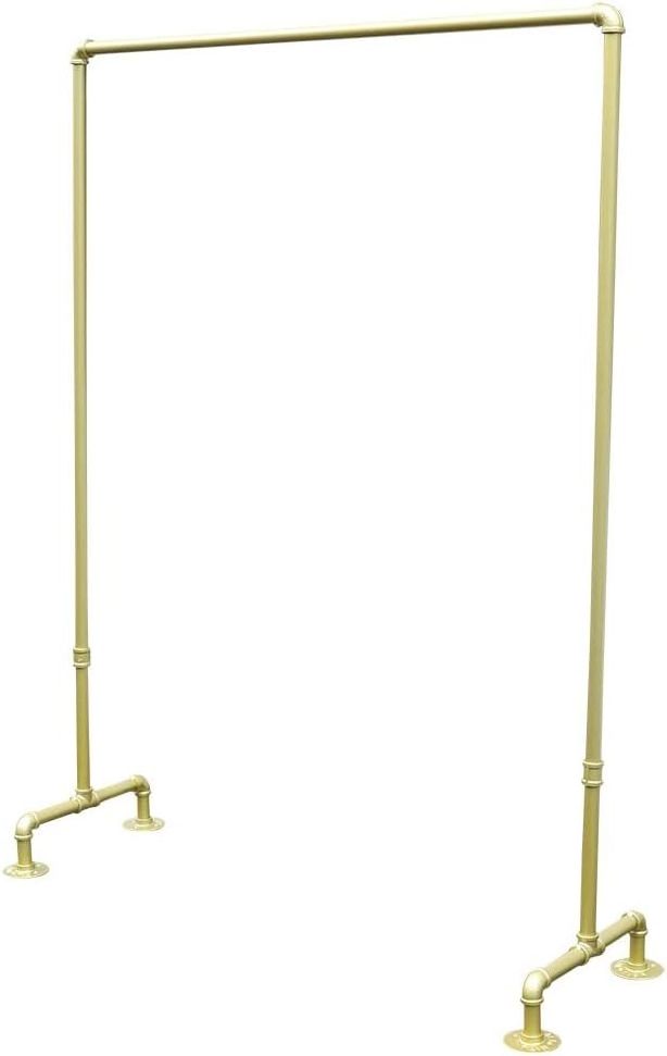 JIN MAI Clothes Rack Metal Clothes Rail  Industrial Pipeline Roll Stand Gold Clothes shelf