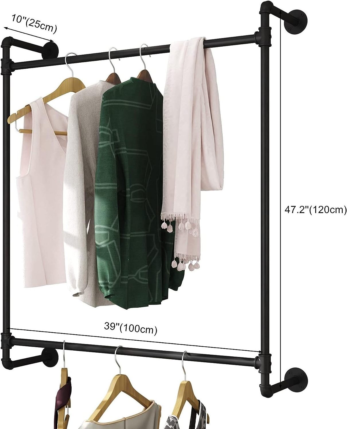 Wall Mounted Heavy Duty Rack Closet Storage Commercial Clothes Racks for Bedroom