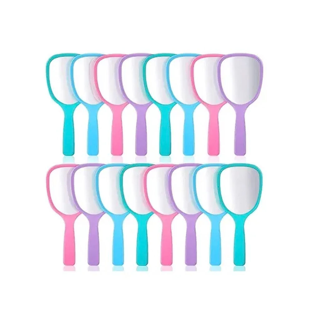 Plastic One Side Customized Logo Square Shaped Cosmetic Pink Hand Mirrors Wholesale Bulk Makeup Handheld Mirror