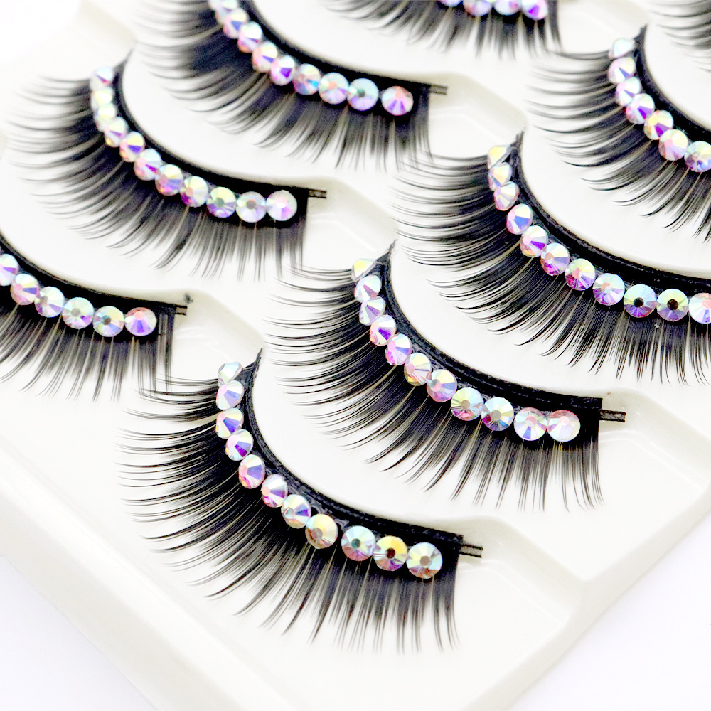 wholesale Sparkly Eyelashes  Rhinestones Sequins False Lashes faux Mink Soft Glitter Strip Lashes Eyelashes With Glitter On Them