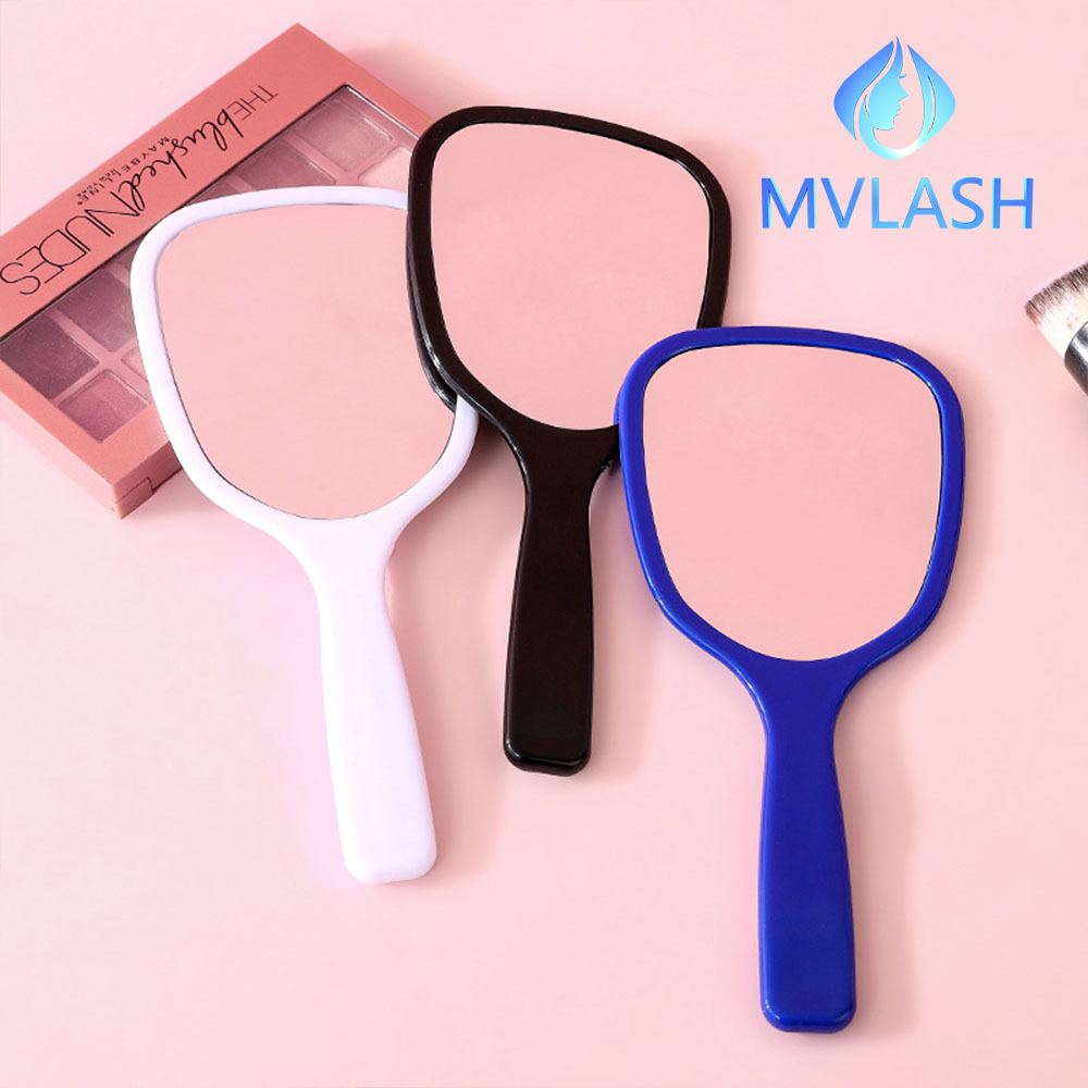 Plastic One Side Customized Logo Square Shaped Cosmetic Pink Hand Mirrors Wholesale Bulk Makeup Handheld Mirror