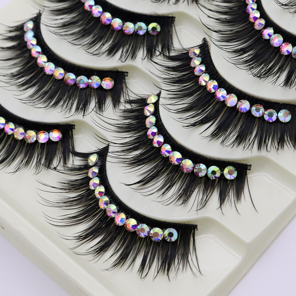 wholesale Sparkly Eyelashes  Rhinestones Sequins False Lashes faux Mink Soft Glitter Strip Lashes Eyelashes With Glitter On Them