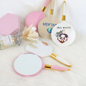 Wholesale Square Handheld Mirror Hand Makeup Mirror Single Side Private Label Vintage Personalized Silver Cosmetic Mirror Accept