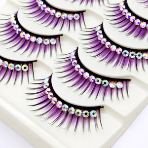 wholesale Sparkly Eyelashes  Rhinestones Sequins False Lashes faux Mink Soft Glitter Strip Lashes Eyelashes With Glitter On Them