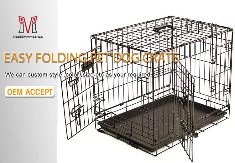 Pet Sentinel Outdoor Kennels Dog Pet Metal Crate Folding Cage Two Door Design Cages for Rabbits