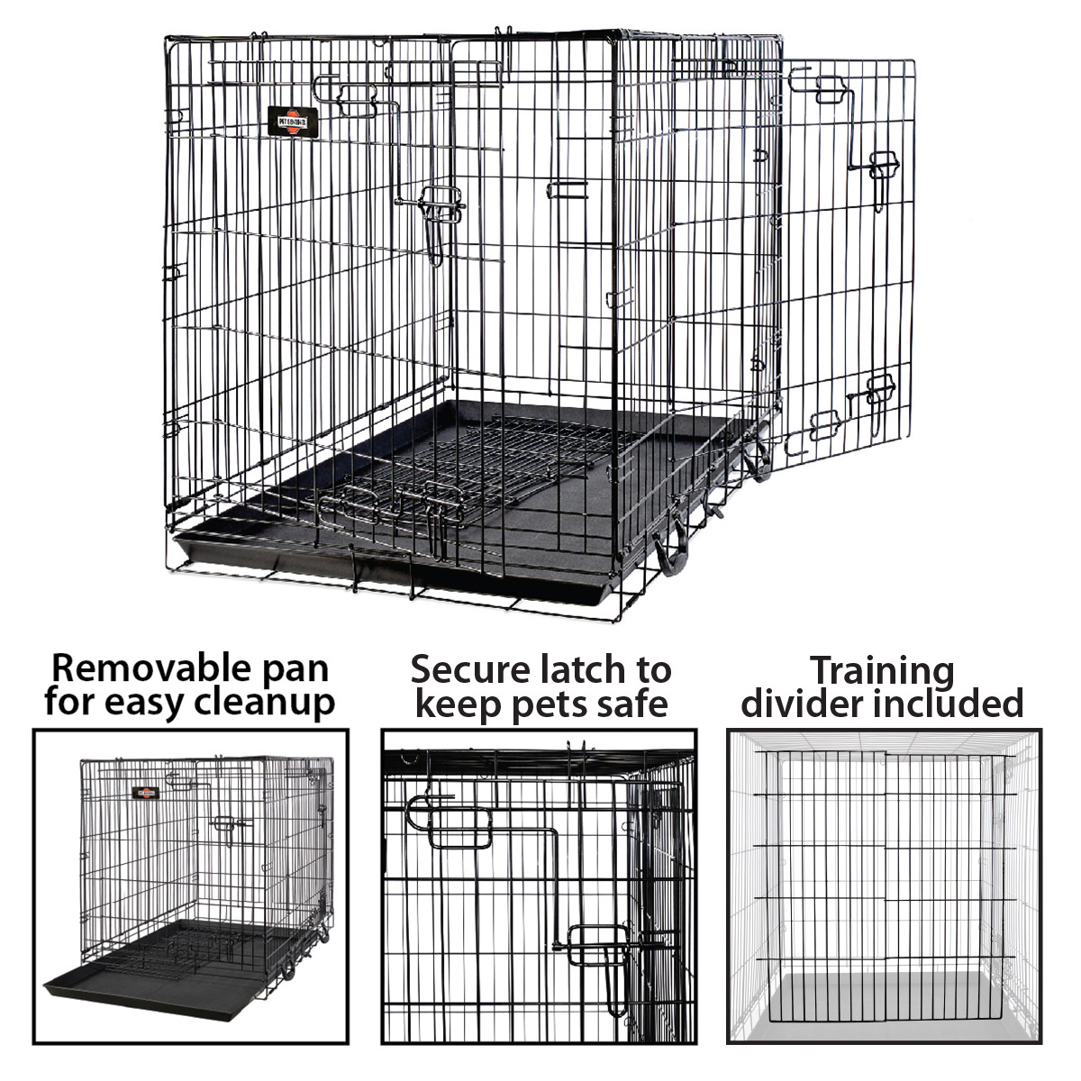 Durable XL Dog Kennel Wire Foldable Powder Coated Dog House Metal Crate Cage Pet Enclosure For Animals