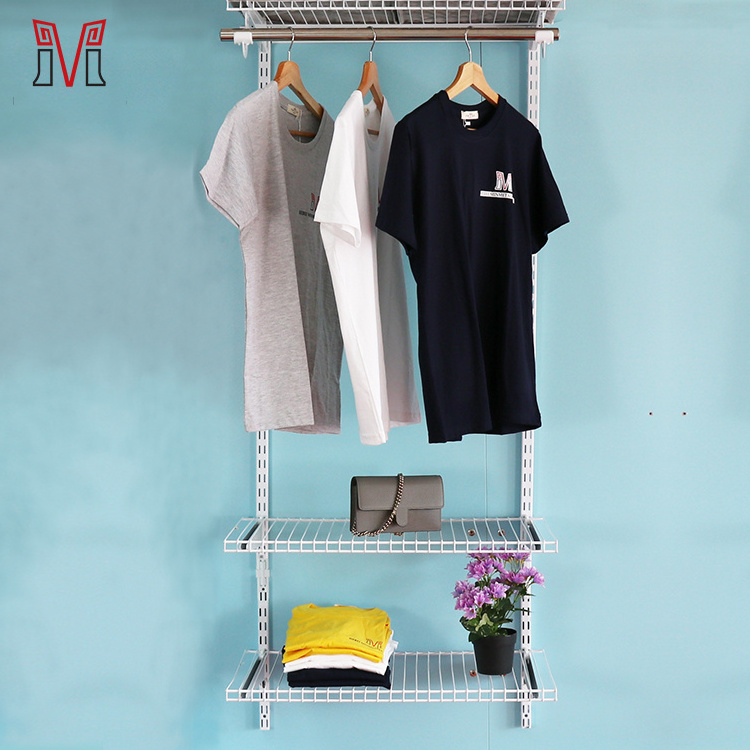 Room Wall Hanging Metal Wire Shelving Storage Wardrobe Shelf Closets System Organization For Bedroom