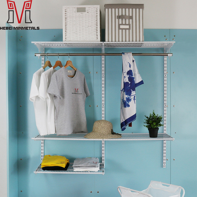 Room Wall Hanging Metal Wire Shelving Storage Wardrobe Shelf Closets System Organization For Bedroom