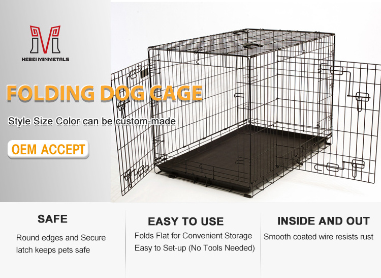 Pet Sentinel Outdoor Kennels Dog Pet Metal Crate Folding Cage Two Door Design Cages for Rabbits