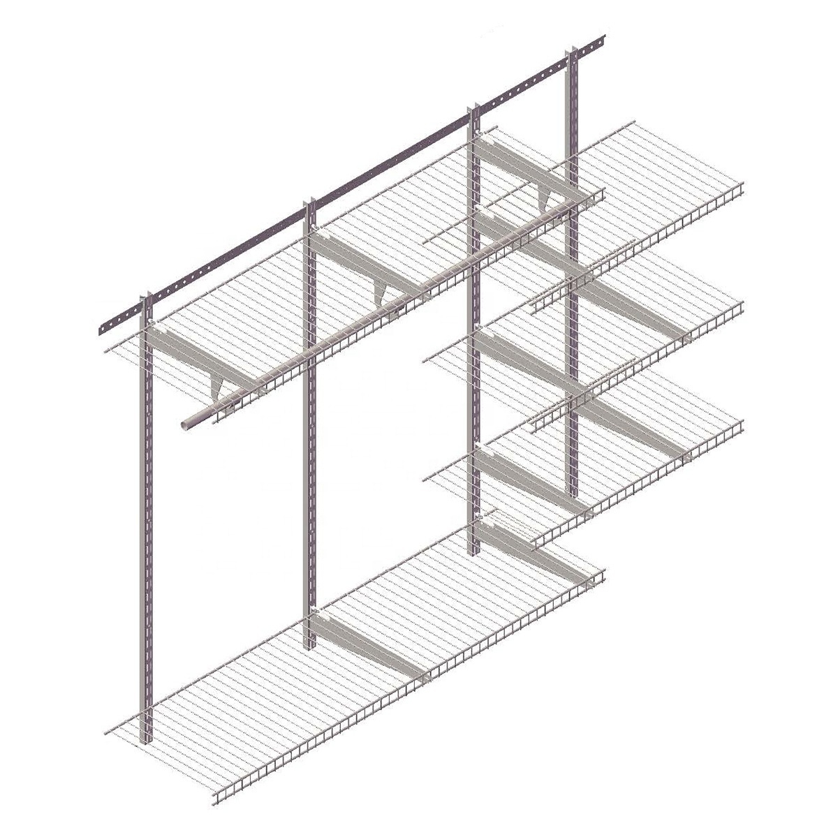 CLOSETMATE DIY Adjustable Expandable Closet Kit Hanging Ventilated Steel Wire Shelving Closet Organizer Systems