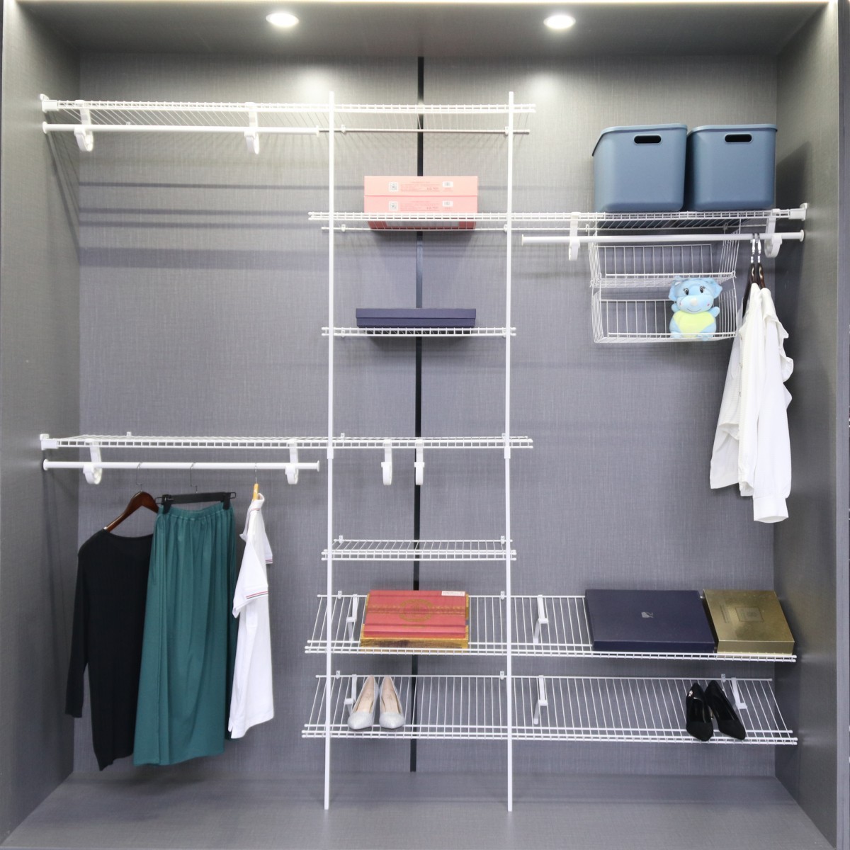 12FT Length Metal Closet Wire Shelf DIY Home Room Organizer Wire Shelving Closet System For Bedroom