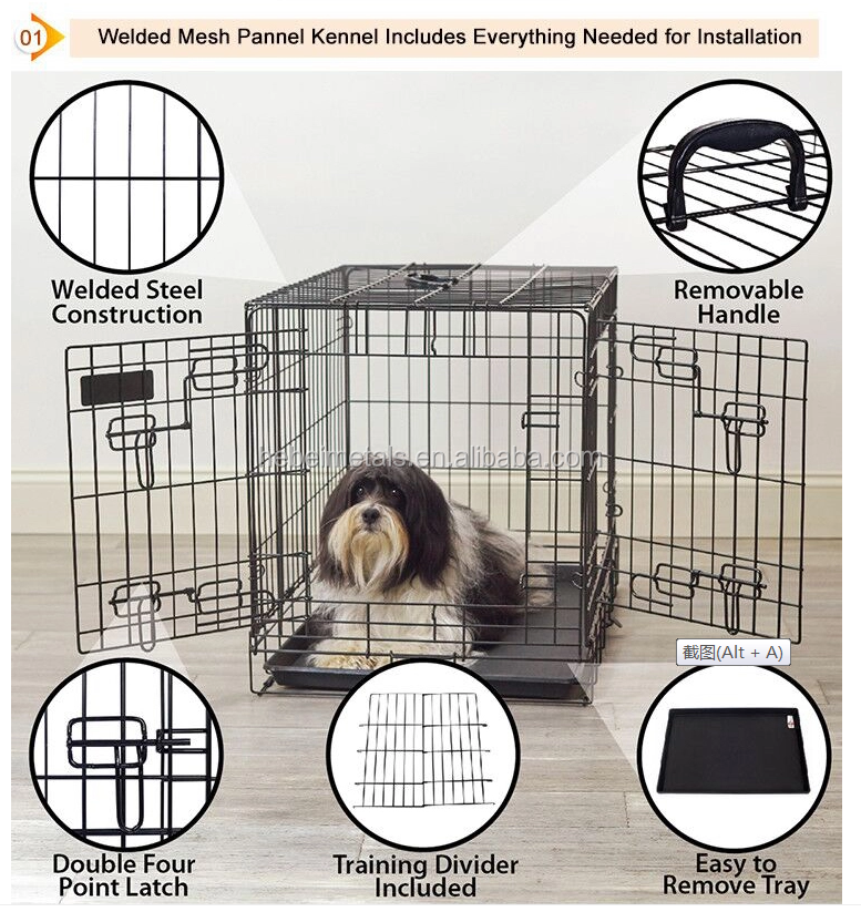 Collapsible Welded Wire Dog Cage Metal Kennel Powder Coated Wholesale Small Medium Pet Puppy Dog Cat Travel Crate For Sale