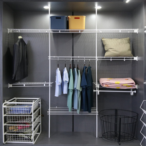 Home Bedroom Furniture Wardrobe Steel Wire Shelve Closet Wardrobe Shelf Kit Classic Wardrobe Shelving Solution Option