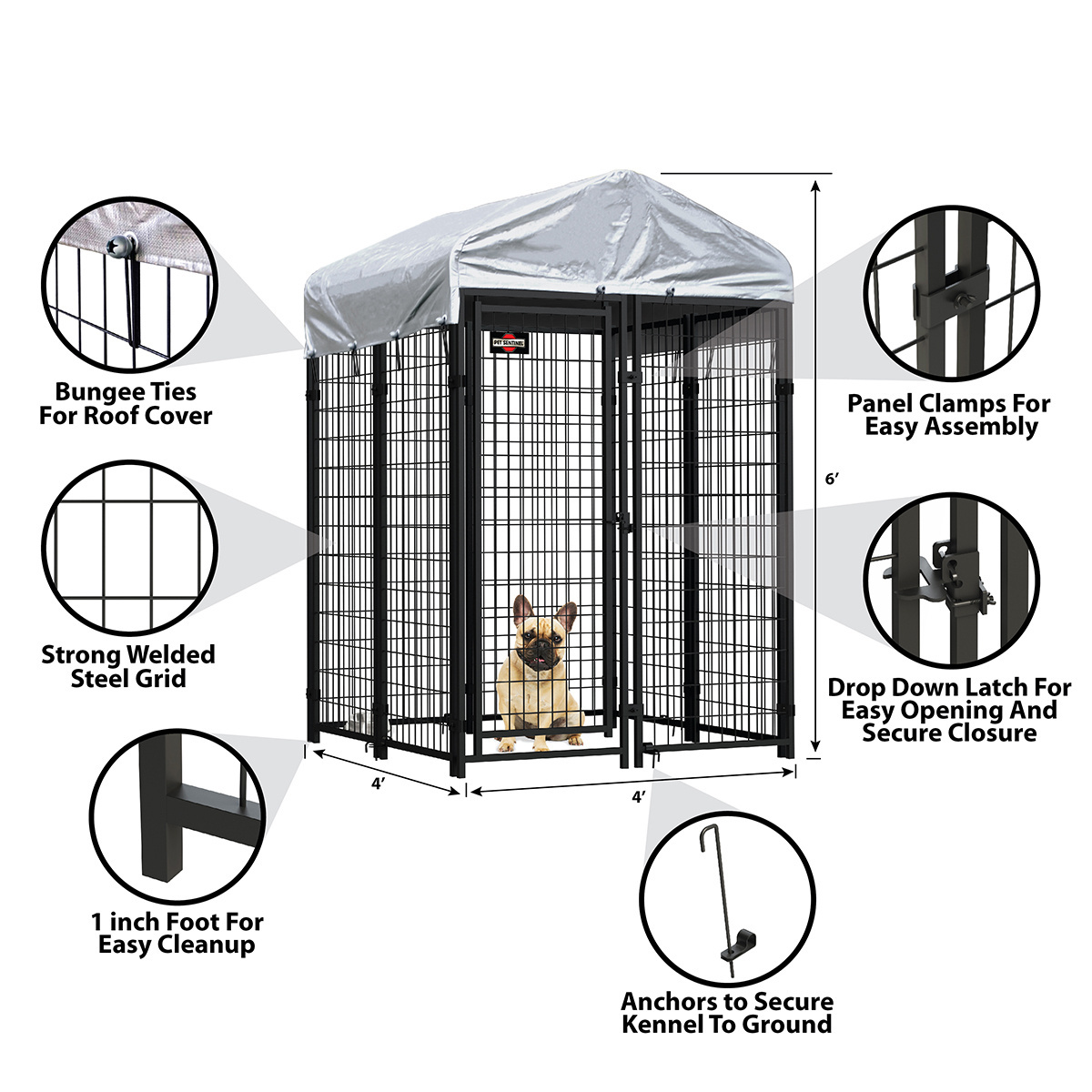 Stackable Large Outdoor Dog Villa Collapsible Strong Metal Kennels For Dogs