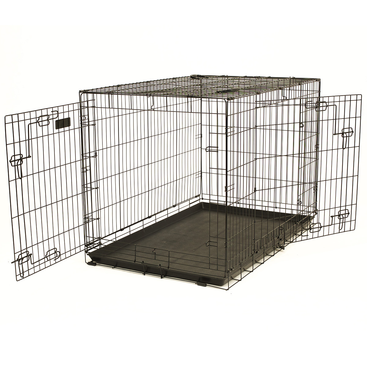 Popular Black Luxury Outdoor Foldable Metal Iron Kennel Dog Cages Crate 2 Doors Pet Kennels