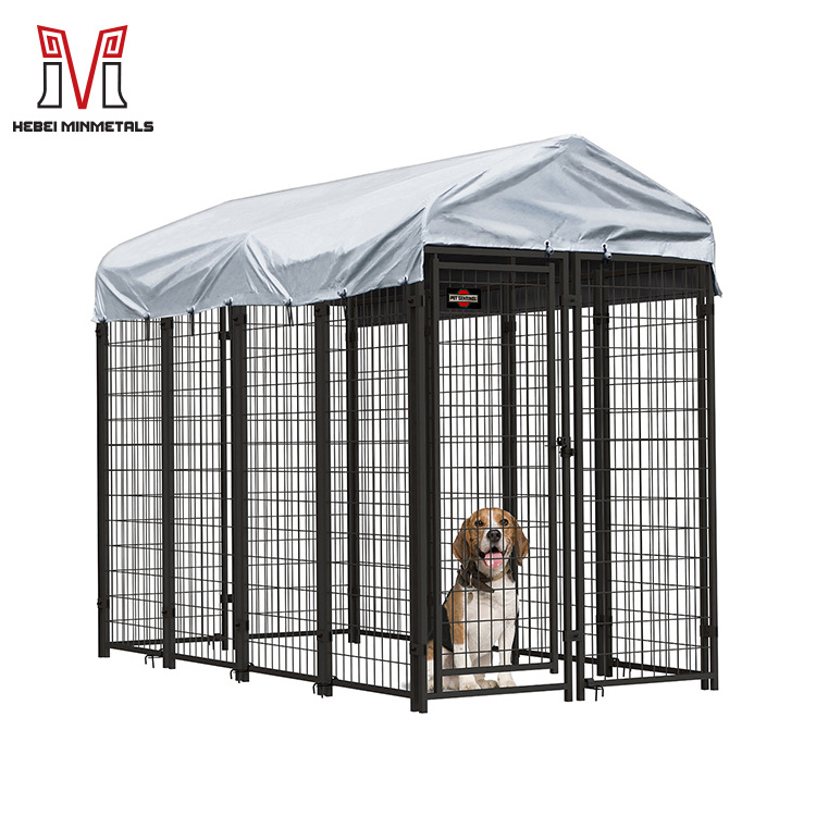 Custom waterproof roof shade chain link metal 6 x 4 x 4'' chicken pet cage outdoor large dog kennel run