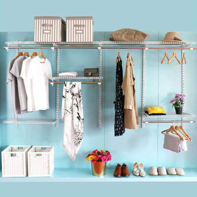 Metal Wall Shelving System Wardrobe Shelves Hanging Wire Closet Storage