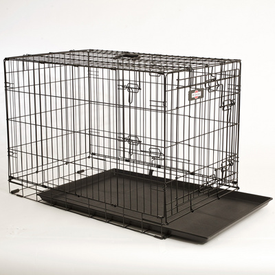 Wholesale Black Double-Door Durable Folding Pet Cages Foldable Dog Kennels Collapsible Metal Dog Crate For Outdoor