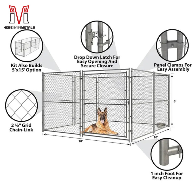 Custom 10x10x6 Quality Outdoor Used Chain Link Dog Kennel Lowes Closed Top For Sale Pet Run Play