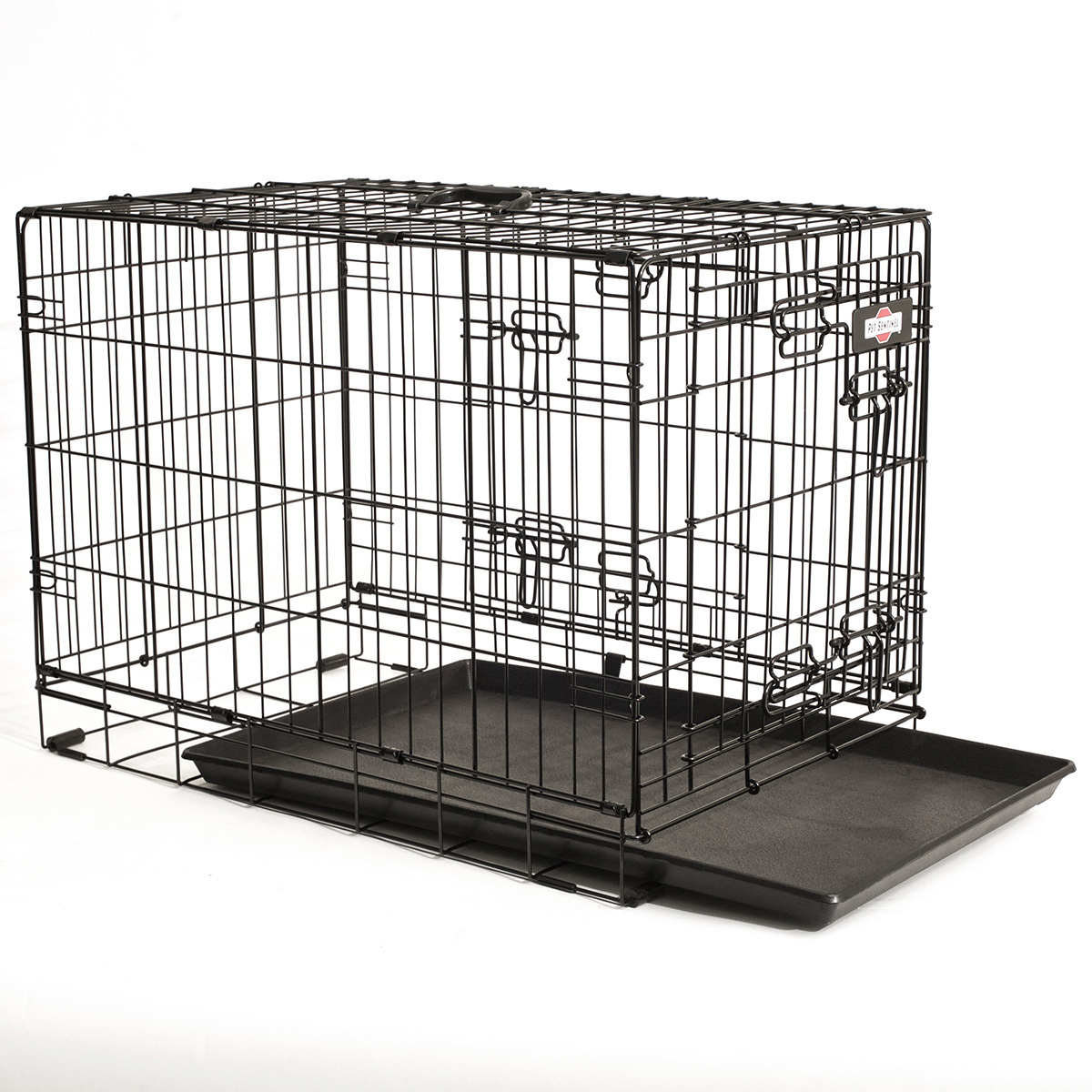 Popular Black Luxury Outdoor Foldable Metal Iron Kennel Dog Cages Crate 2 Doors Pet Kennels