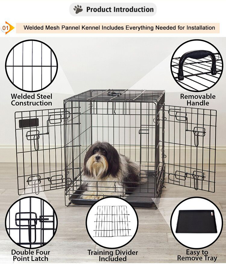 Pet Sentinel Outdoor Kennels Dog Pet Metal Crate Folding Cage Two Door Design Cages for Rabbits