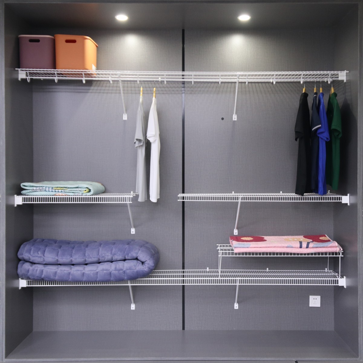 8FT DIY Metal Wall Wire Shelf Closet Clothing Storage Organizer Wire Shelving Closet System For Bedroom