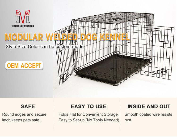 Collapsible Welded Wire Dog Cage Metal Kennel Powder Coated Wholesale Small Medium Pet Puppy Dog Cat Travel Crate For Sale