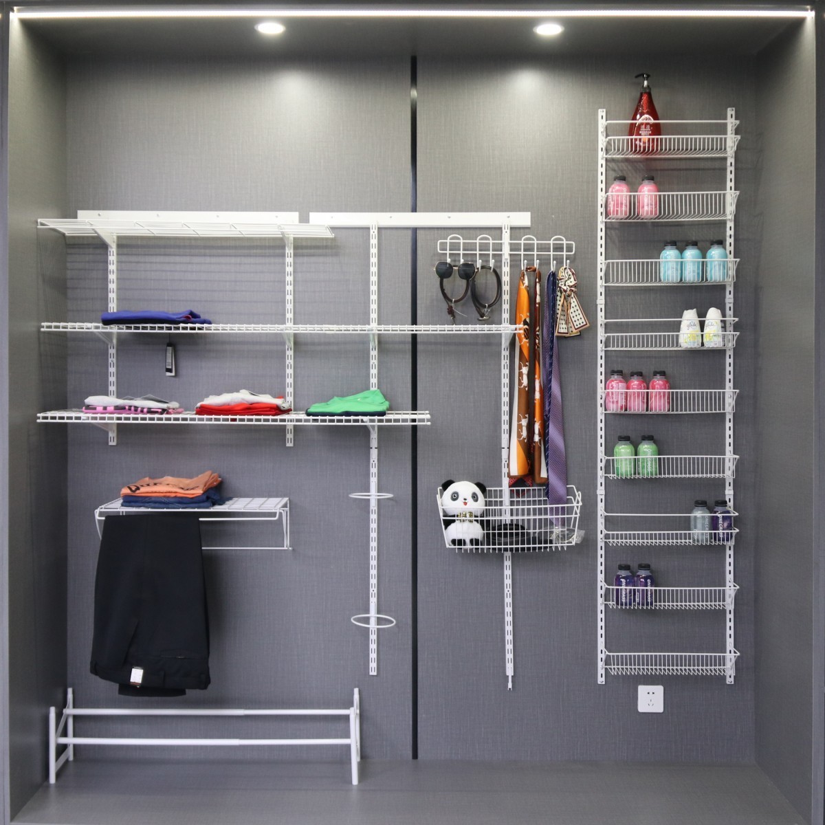 12FT Length Metal Closet Wire Shelf DIY Home Room Organizer Wire Shelving Closet System For Bedroom