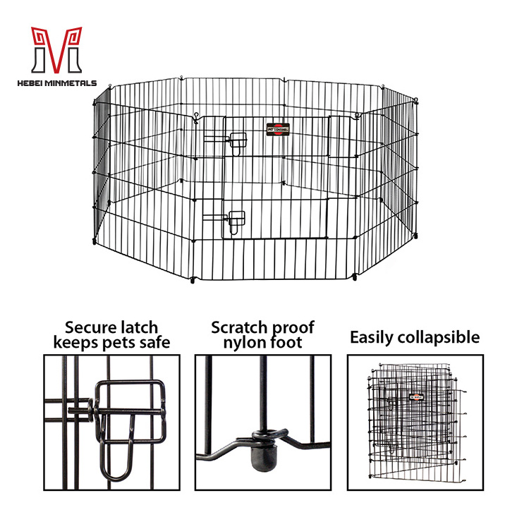 Outdoor Metal Wire Dog Playpen Crate Fence Collapsible Dog Kennel Exercise Rabbits Cages Pet Puppy Play Pen