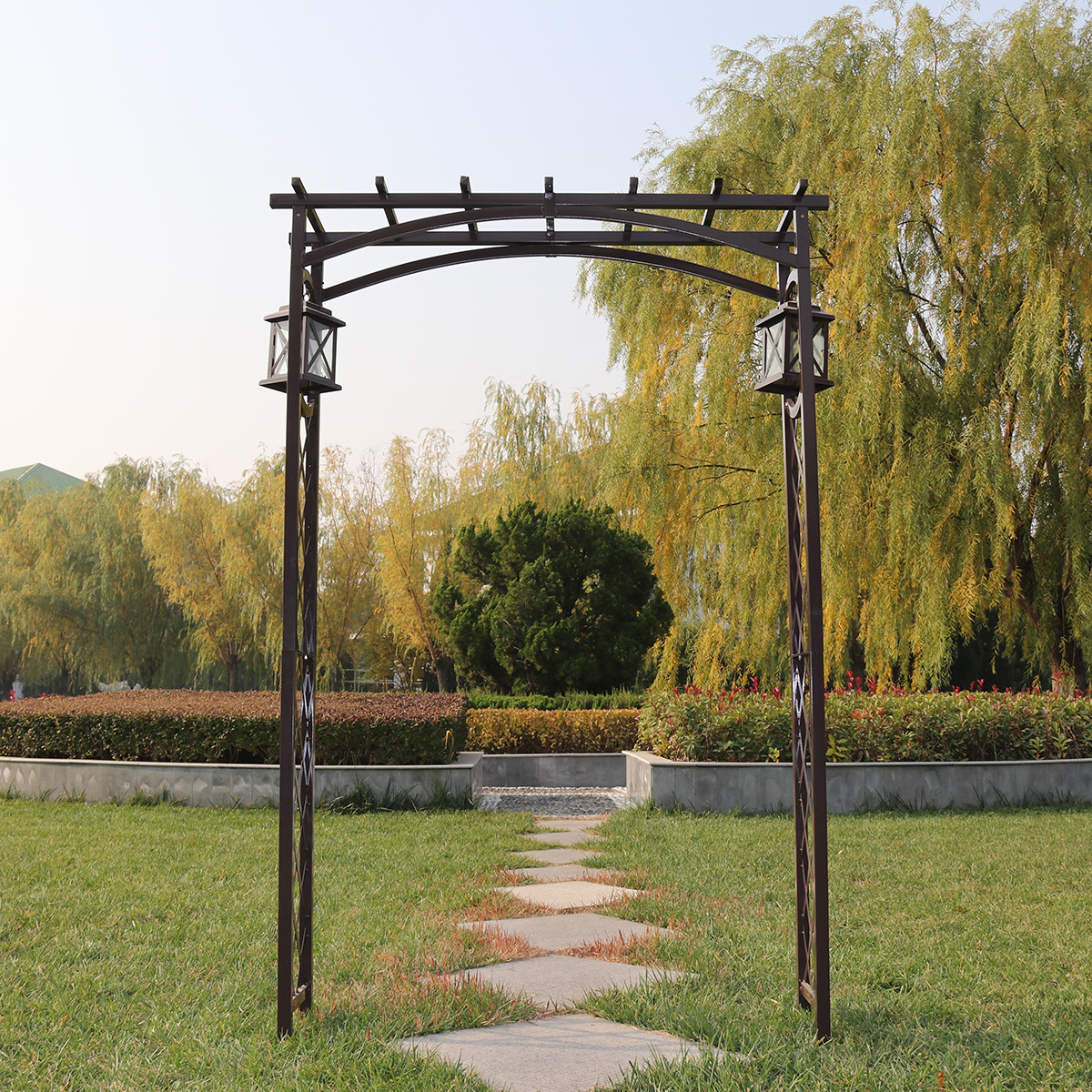 Outdoor Popular Powder Coated Metal Garden Wedding Arch Decoration For Plant Climbing