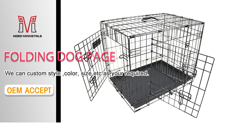 Pet Sentinel Outdoor Kennels Dog Pet Metal Crate Folding Cage Two Door Design Cages for Rabbits