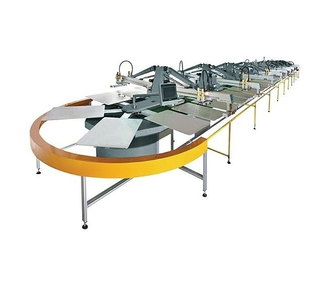 Six colors six station 24 plates  rotary carousel t shirt silk Textiles screen printing machine with Infrared drying