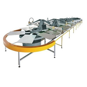 Six colors six station 24 plates  rotary carousel t shirt silk Textiles screen printing machine with Infrared drying