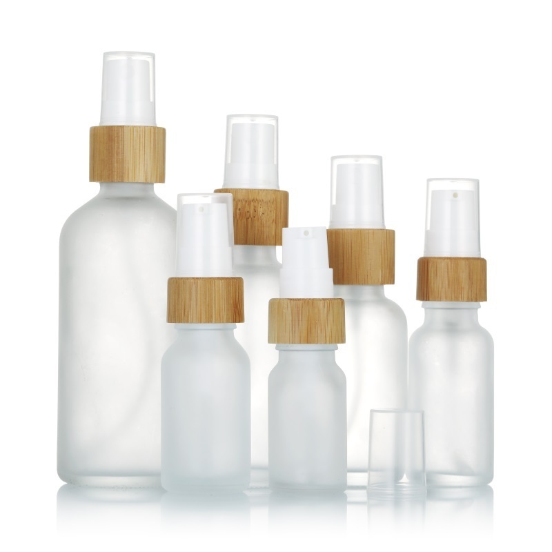 High Quality Cosmetic Packaging 5ml 10ml 15ml 20ml 30ml 50ml 100ml Empty Perfume Spray Frosted Glass Bottle with Bamboo Top