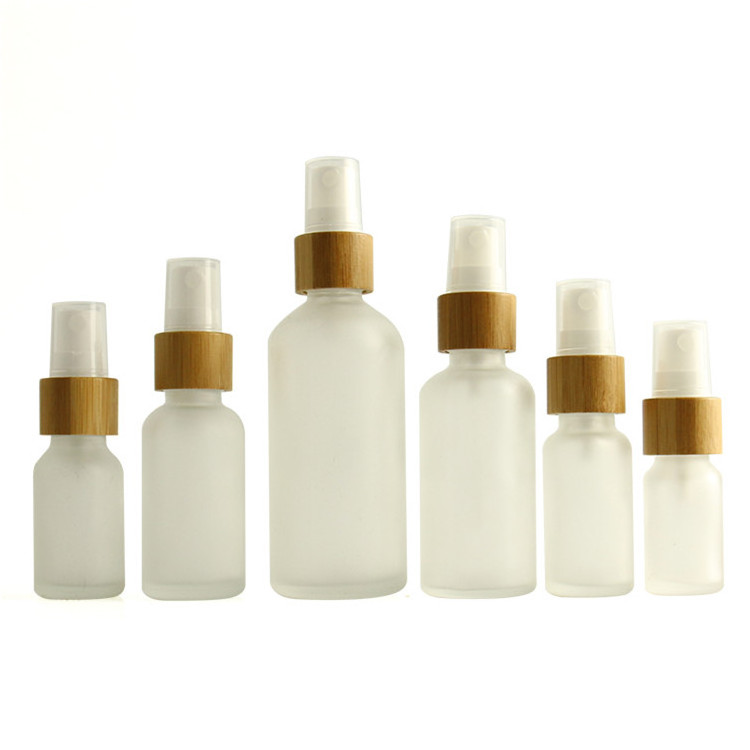 High Quality Cosmetic Packaging 5ml 10ml 15ml 20ml 30ml 50ml 100ml Empty Perfume Spray Frosted Glass Bottle with Bamboo Top