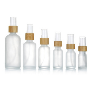 High Quality Cosmetic Packaging 5ml 10ml 15ml 20ml 30ml 50ml 100ml Empty Perfume Spray Frosted Glass Bottle with Bamboo Top