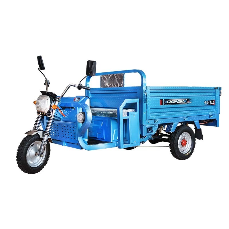 Electric tricycle and powerful 1200W large tire electric freight tricycle with automatic hydraulic lifting system