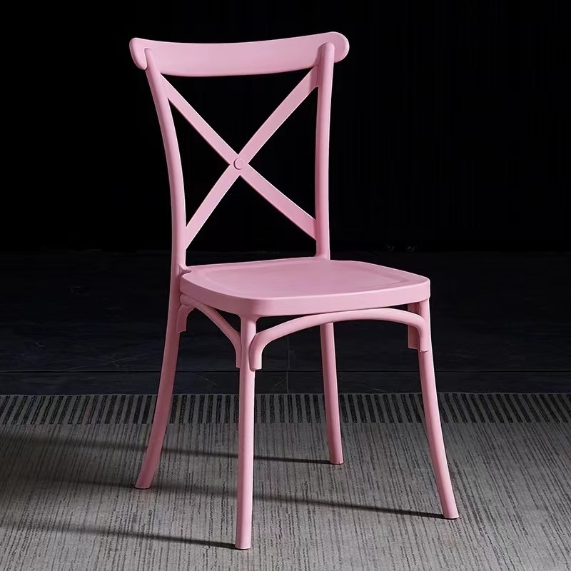 Nordic style medieval restaurant pub cross back chair colorful dining room furniture plastic dining chairs