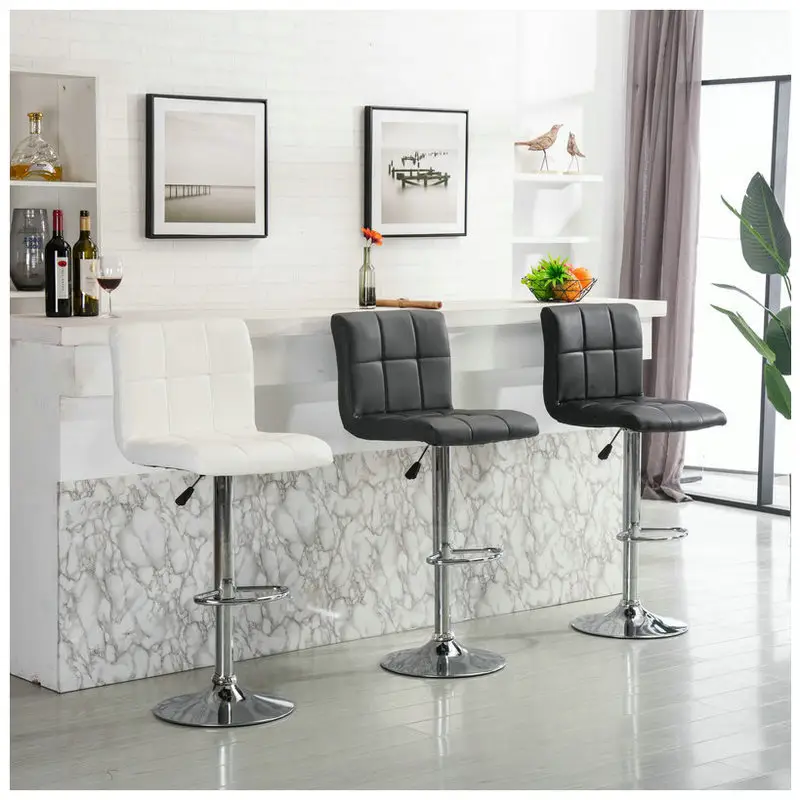 Factory custom home furniture leather seats dining table set steel leg bar stool chair casino chair bar lounge chairs