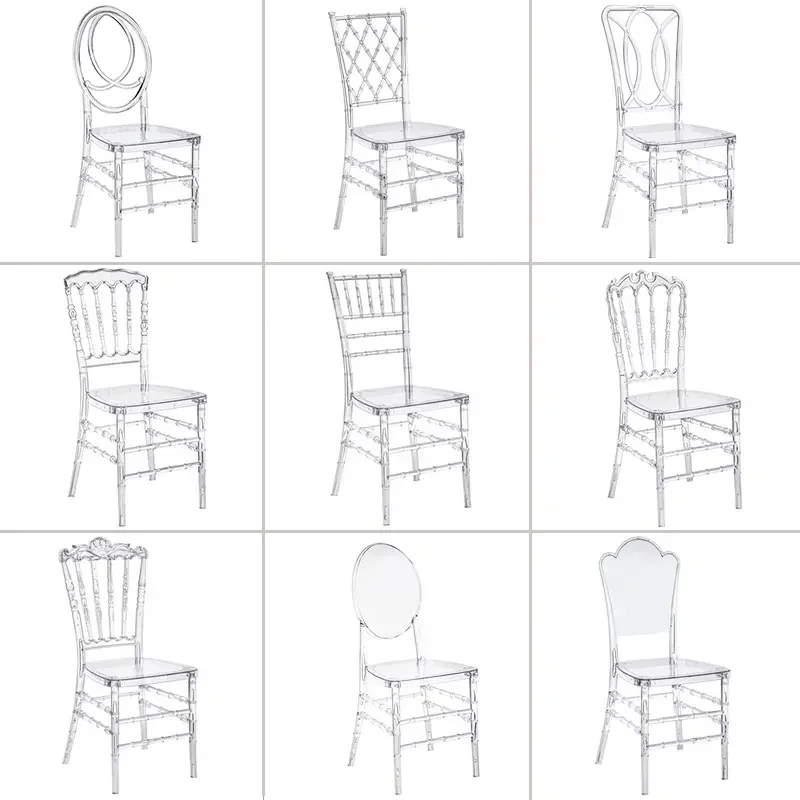 Wholesale Chiavari Chair Clear Crystal Napoleon Chair For Outdoor Wedding Transparent Basic Customization