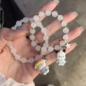 Hot sale Cute Cartoon Pochacco Cinnamoroll Hello Kitty Pendant Bracelets for Women Girls Beaded Bracelet Bestie Jewelry