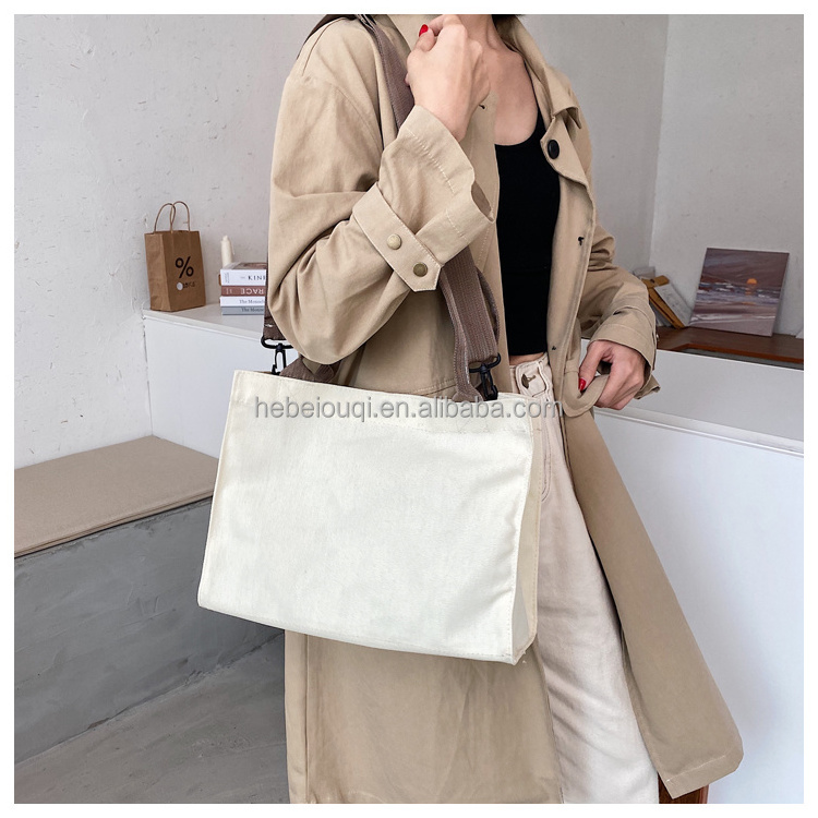 Custom Printed Fashion Canvas Women Shoulder Work BagS Handbags Wholesale Korean Tote Bag