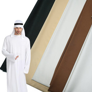 100% Spun Polyester Fabric Woven Plain Men Arabian Arabic Robe Muslim Saudi Toyobo Fabric Arab Thobe Fabric