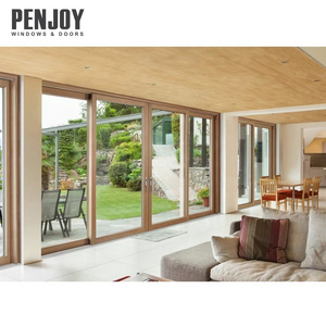 Penjoy aluminum clad wood lift and slide door wood patio door sliding doors for passive house