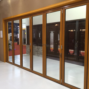 Penjoy order good price exterior bi folding door external patio wood folding glass door