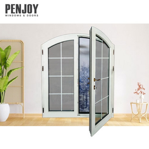 Penjoy manufacture low price Irregular shape wooden double door  swing door composite frame doors with SDLs