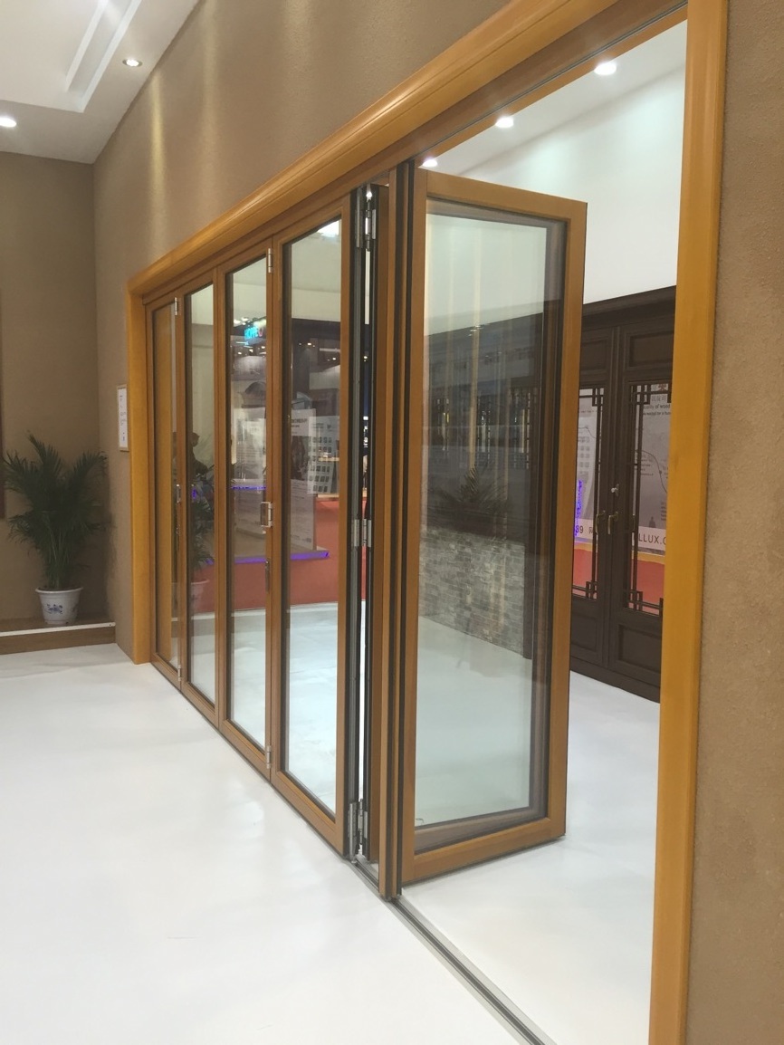 Penjoy order good price exterior bi folding door external patio wood folding glass door